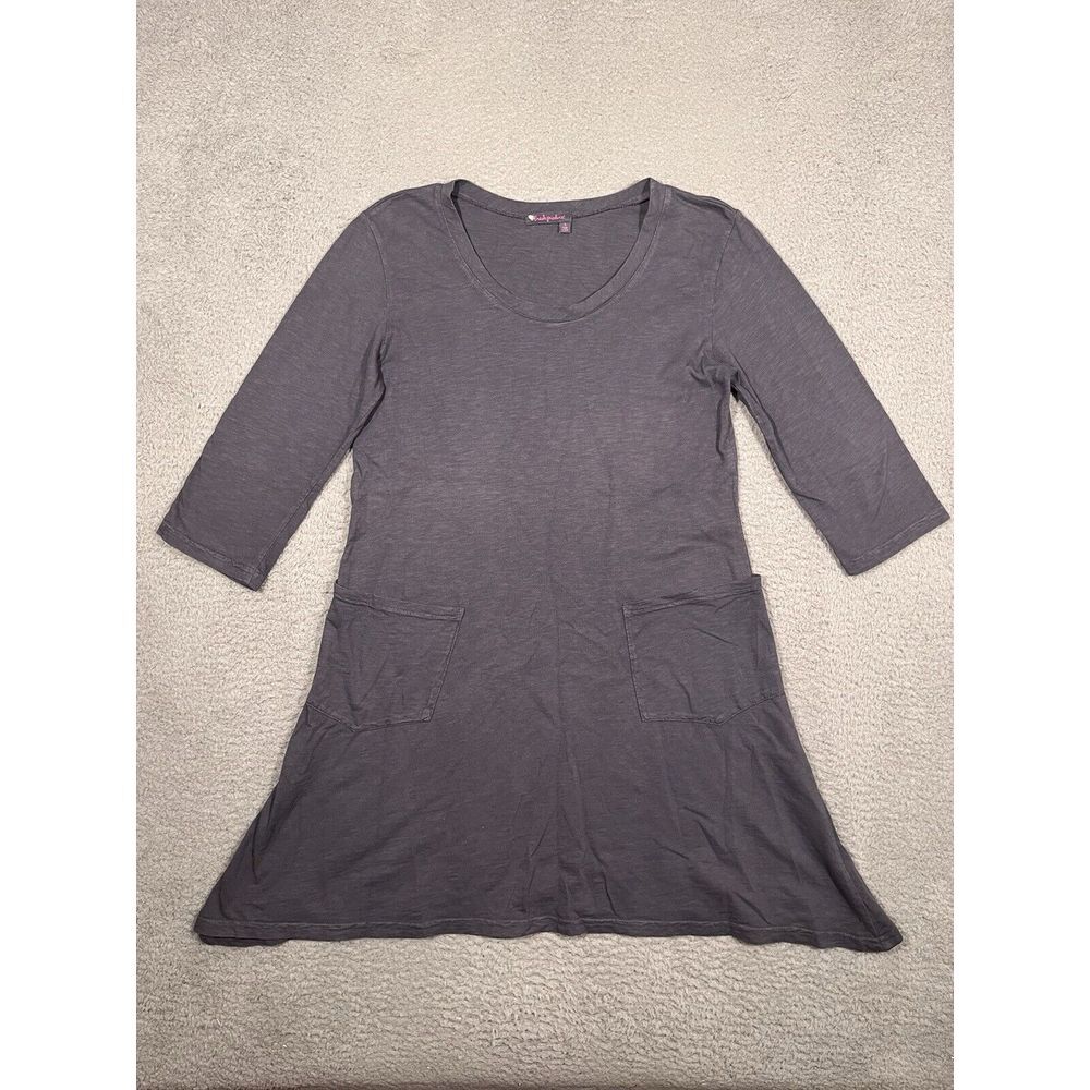 Fresh Produce Shirt Dress Dark Gray 3/4 Sleeves Pockets‎ Small S Simple
